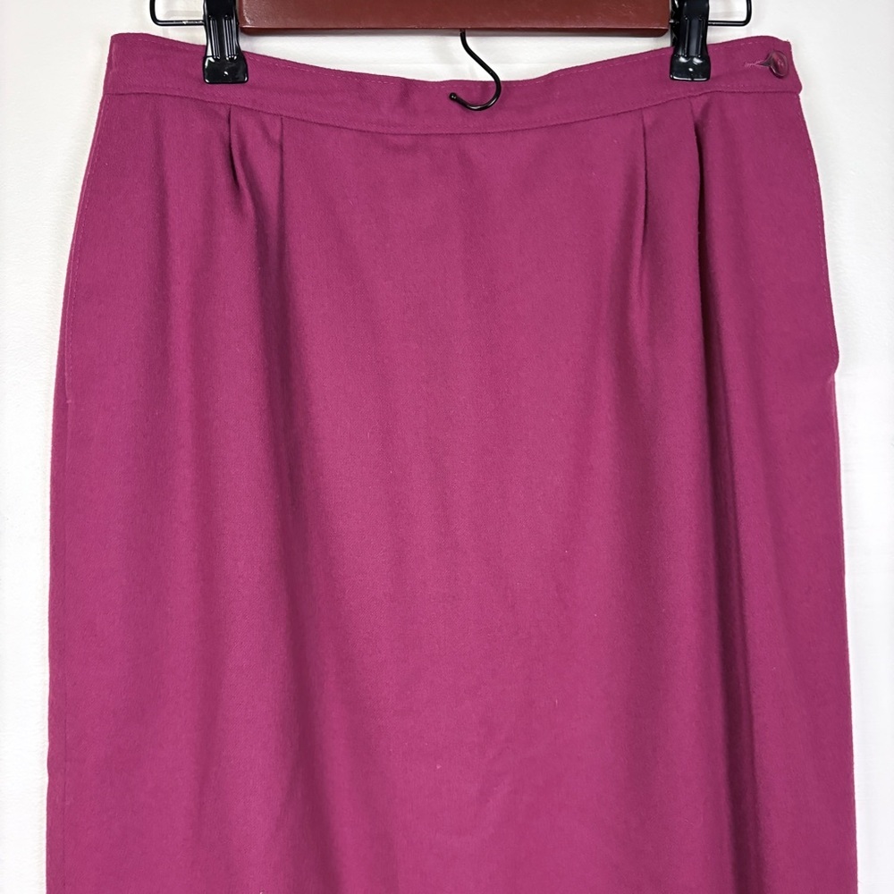 Pendleton 100% Wool Raspberry Pink Midi Skirt Cla… - image 3